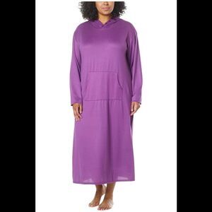 Comfort Code Women's Brushed Knit Hooded Maxi Lounger Wood Violet - Regular